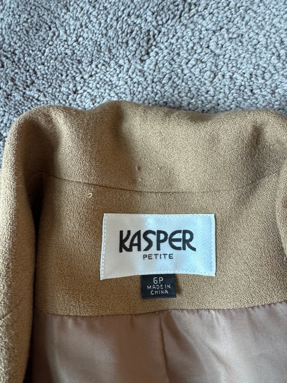 Kasper Tan 2 Piece Blazer Skirt Suit Petite SIZE 6P/4P Career Office